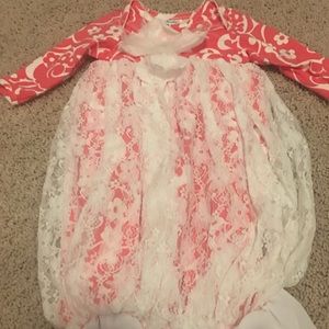 Darling peach and white lace sack